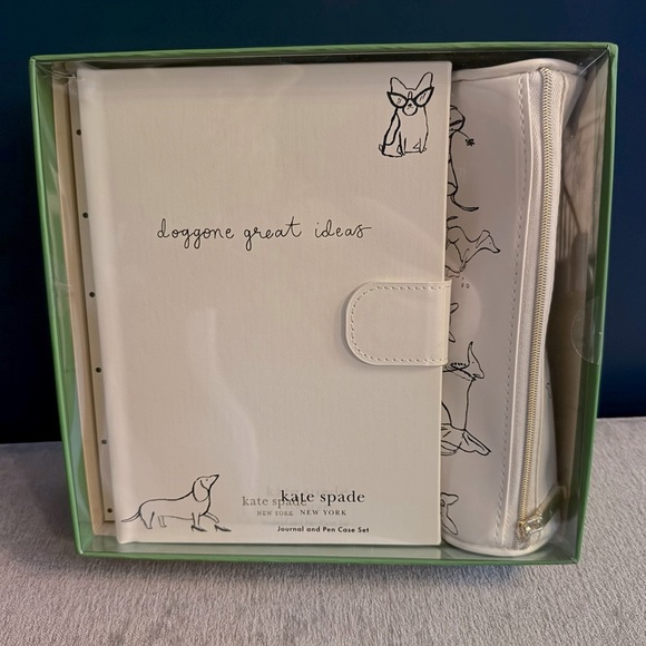 NIB kate spade Dog Party Journal & Pen Case Set Magnetic Closure - Picture 1 of 6